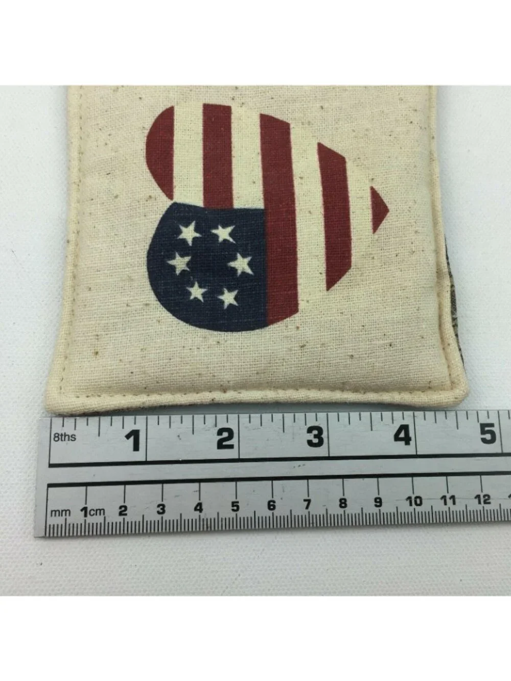 Americana Home Decor Mini Pillow White Heart USA Flag Stars Stripes Red Blue
